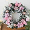 thumbnail image 6 of 12" Pink Christmas Wreaths for Front Door with Lights Elegant Pink Christmas Door Wreath Festive Holiday Decor Frosted Winter Wreath Pink Decorations for Christmas & Wedding, 6 of 7