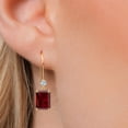 thumbnail image 3 of Gem Stone King 14K Yellow Gold Red Garnet and Lab Grown Diamond Earrings for Women | 5.35 Cttw | Gemstone January Birthstone | Octagon 9X7MM, 3 of 6