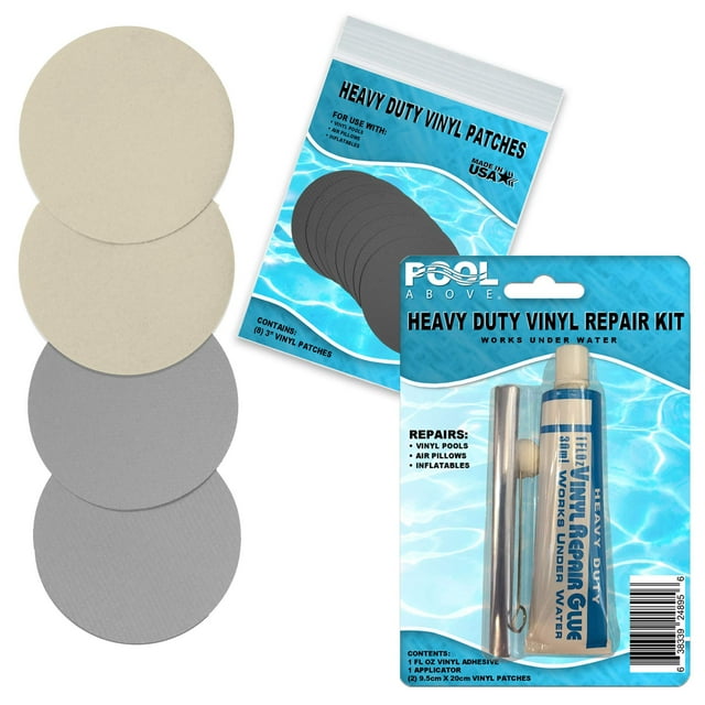 Pool Above Kit de Réparation pour Matelas Gonflable Durabeam Single Fiber Tech Colle Vinyle Patchs Gris et Beiges