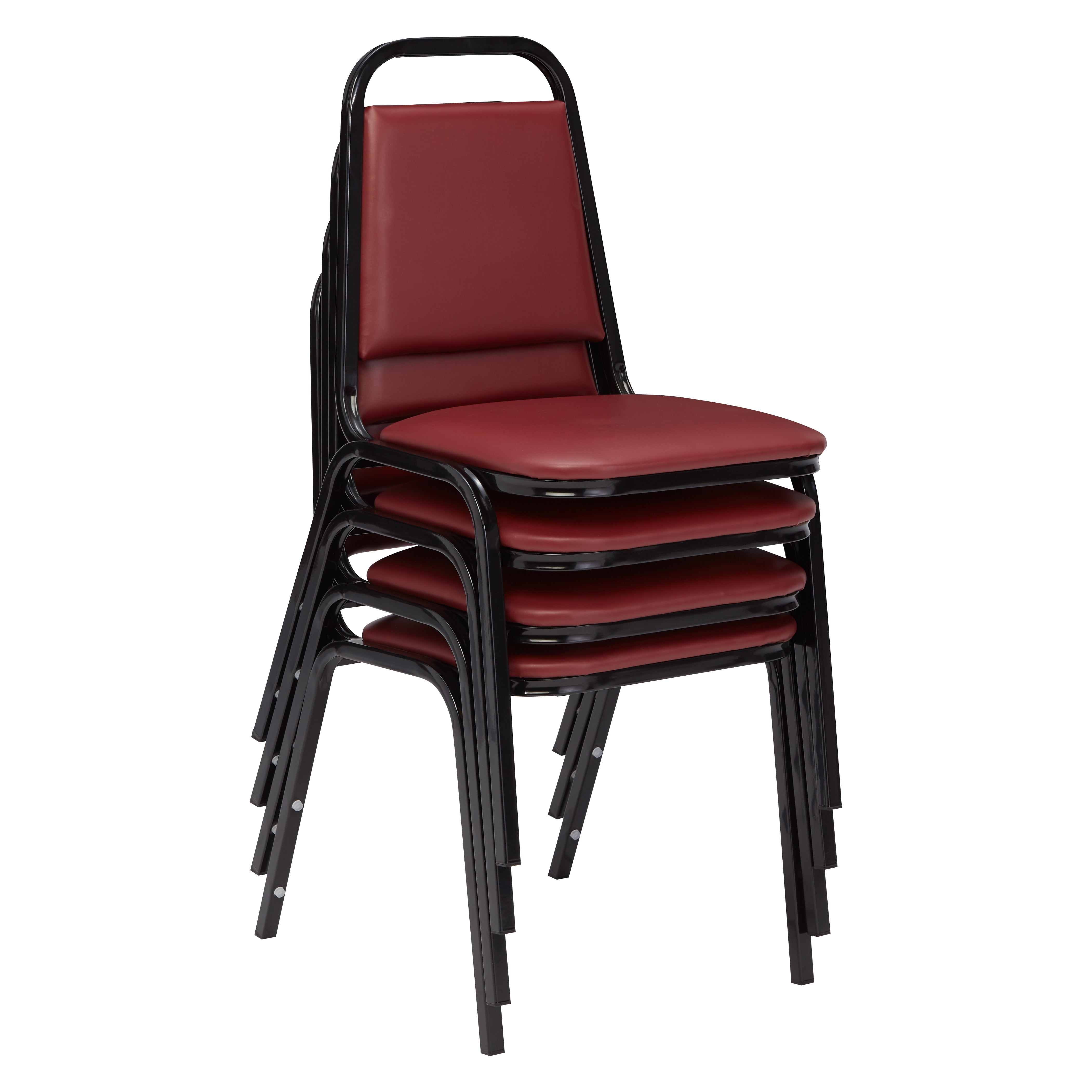 (4 Pack) NPS® 9100 Series Choice Vinyl Upholstered Padded Stack Chair, Pleasant Burgundy