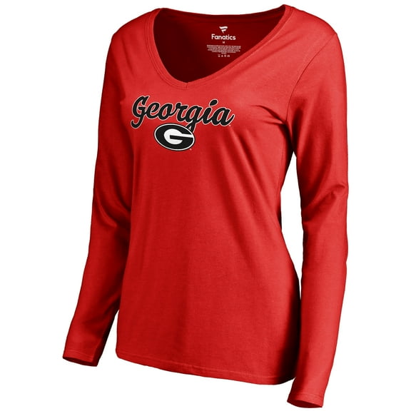 Women's Red Georgia Bulldogs Freehand Long Sleeve T-Shirt