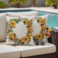 thumbnail image 5 of Spring Rose Pillow Covers 2 Pack Yellow Flowers Leaf Pillowcase Waterproof Outdoor Throw Pillow Cover for Patio Garden Square Cushion 20”x20”, 5 of 9