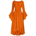 thumbnail image 6 of KICILVS Womens Halloween Costumes Plain Long Bell Sleeve Ruffle Trim Neck Drawstring Waist Flowy Maxi Party Dress Orange, 6 of 6