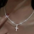 thumbnail image 3 of Cross Pendant Necklace, Adjustable Twisted Rope Chain 38.5-43.5cm, Minimalist 16.5mm Symbol, for Everyday Layering, 3 of 5
