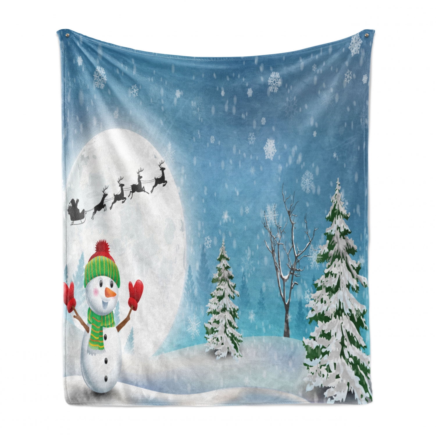Santa Claus Snowman Reindeer Flannel Blanket Throw Blankets Cozy Fuzzy Ultra-Soft Micro Fleece Blanket for Bed Couch Living Room 60x50 Inch for Kids Adults 