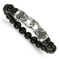 thumbnail image 3 of Primal Steel Stainless Steel Antiqued and Black Agate Stretch Bracelet, 3 of 7