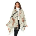 thumbnail image 3 of FORMRS Womens Scarf Winter Soft Long Big Warm Shawls Wrap Tassel Scarves, Light Red Flowers, 3 of 9