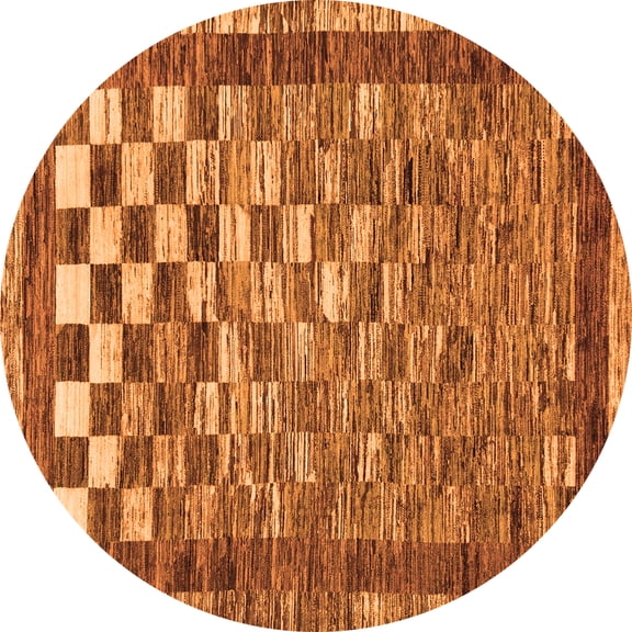 Ahgly Company Indoor Round Checkered Orange Modern Area Rugs, 3' Round