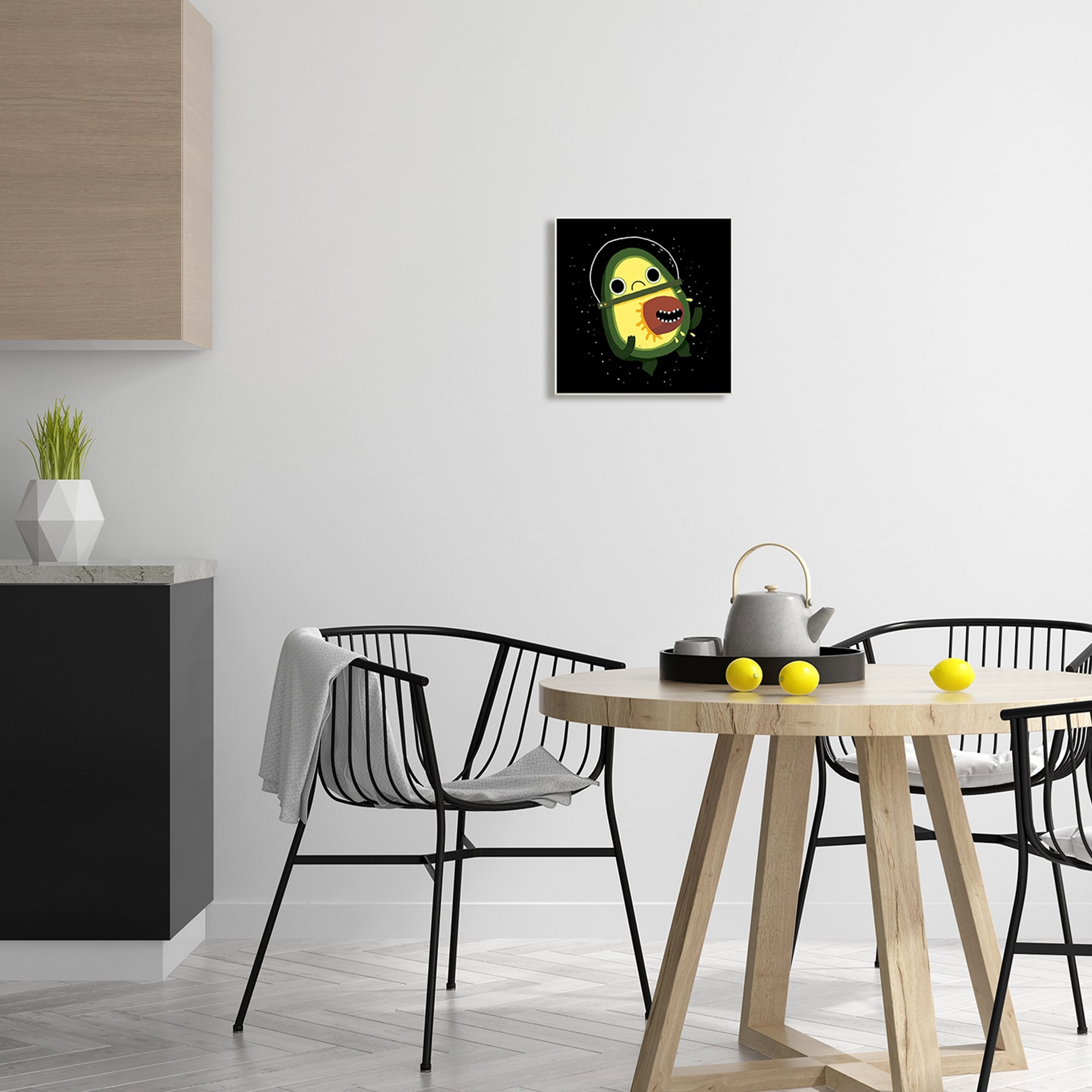 Stupell Industries Green Frowning Avocado Seed Outer Space Astronaut Wood Wall Art, 12 x 12, Design by Michael Buxton