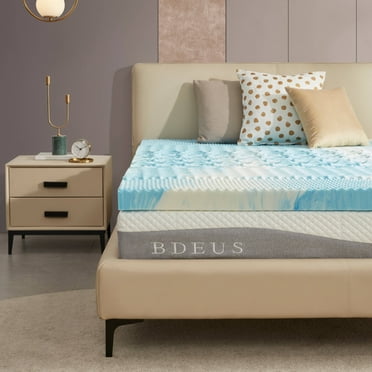 BDEUS 2 inch Memory Foam Mattress Topper Gel Infused Bed Pad California King Size