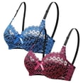 thumbnail image 3 of Zynoxe 2PC Plus Size Lace Balconette Bra with Bow Detail Supportive Underwire Push Up Bra Solid Color Everyday Underwear, 3 of 8