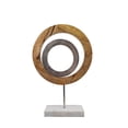 thumbnail image 2 of 18 Inch Accent Decor, Concentric Rings, Brown Mango Wood on a Marble Base- Saltoro Sherpi, 2 of 5
