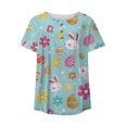 thumbnail image 3 of Blusa con estampado de manga corta y cuello redondo con botones informales y cómodos a la moda para mujer OAVQHLG3B Store  lin121212, 3 of 3