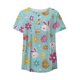 thumbnail image 3 of Blusa con estampado de manga corta y cuello redondo con botones informales y cómodos a la moda para mujer OAVQHLG3B Store  lin121212, 3 of 3