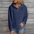 thumbnail image 2 of Godom Button Hoodies Women 2025 Loose Casual Long Sleeve Sweatshirt Fall Fashion V Neck Pullover Tops, 2 of 5
