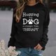 thumbnail image 2 of Mujeres amantes de los perros texto letra impresa cuello redondo manga larga suelta solo sudadera Tops pulóver blusa Fridja hkj2292, 2 of 4