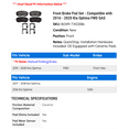 thumbnail image 2 of Front Brake Pad Set - Compatible with 2016 - 2020 Kia Optima FWD GAS 2017 2018 2019, 2 of 2