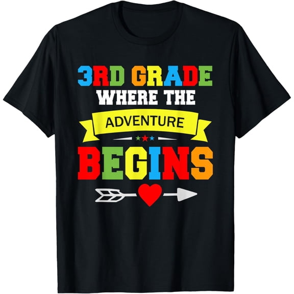 3rd Grade First Day Of School 3rd Grade Teacher Student Kids T-Shirt men and women can wear, black, white, gifts.