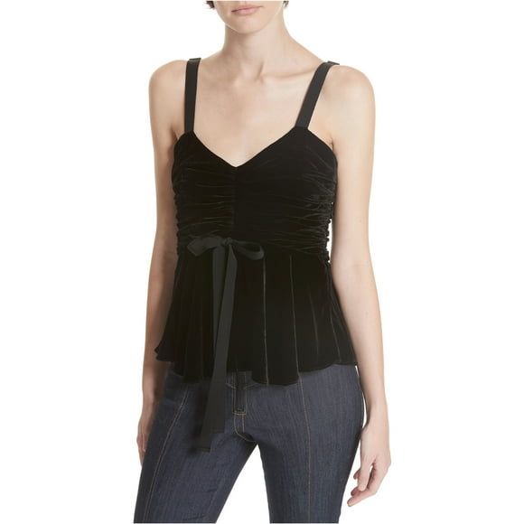 Cinq A Sept Blouse Sans Manches en Velours pour Femmes, Noir, Grand