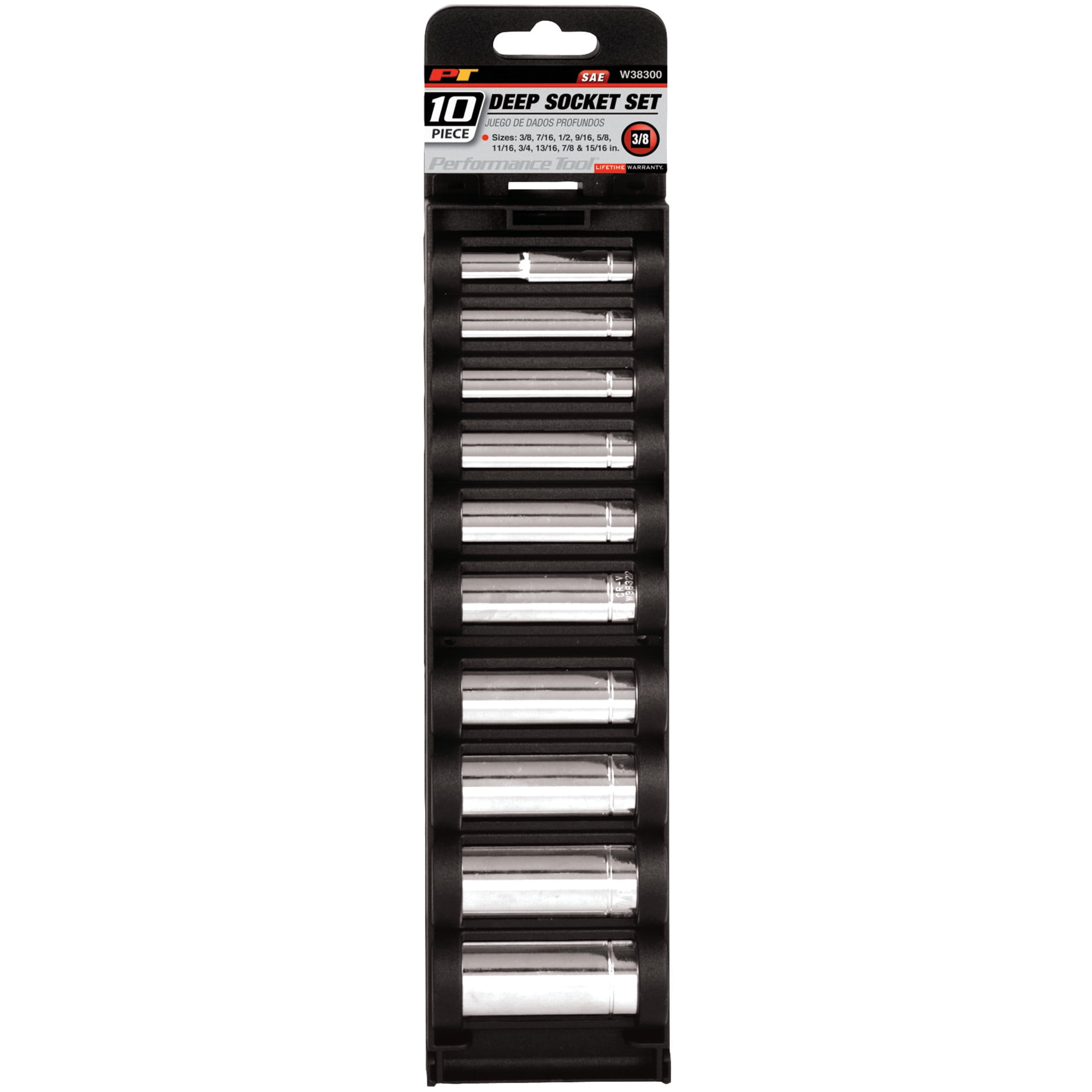 Performance Tool W38300 3/8-Inch Drive 10-Piece SAE Deep Socket Set