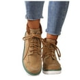 thumbnail image 5 of Dasayo Ankle Women Boots Footwear Brown Fuzzy Hiking Cowboy Lace up Motorcycle Booties Woman Shoes 36, 5 of 9