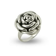 Oversized Sterling Silver Rose Ring, Ring Sizes 6 to 9