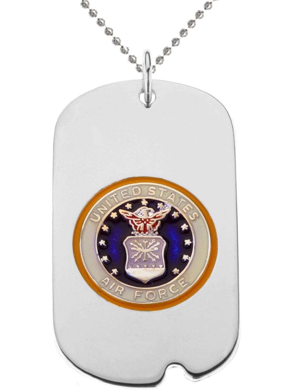 US AIR FORCE Dog Tag Pendant Necklace in Sterling Silver with Chain
