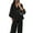 Black, variant on tasrioml Women's Cotton Linen Two Piece Outfit Long Sleeve V Neck Button Top Wide Leg Pants Casual Loungewear Set