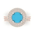 thumbnail image 2 of Clara Pucci 14K Rose Gold Round Cut 2Ct Simulated Turquoise Engagement Ring + Matching Band - Luxury Box Included, 2 of 7