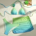 thumbnail image 2 of JoveMarine Women's Gradient Color Tie-Dye Bikini Set, Three-Piece Swimwear for Beach Vacation, Trendy Bikini Sets for Women with Adjustable Ties,Light Green M, 2 of 4