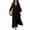 Black #21, variant on Women V-Neck Empire Waist Maxi Dress, Puff Lantern Long Sleeve Solid Color Flowy Boho Loose Cotton-Linen Blend Vacation Casual Long Dress L