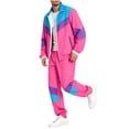 thumbnail image 4 of BELTNOV Men's 2 Piece Sets 80s 90s Tracksuit Long Sleeve Jacket with Elastic Waist Pants Set for Daily Wear Hot Pink, 4 of 6