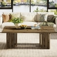 thumbnail image 6 of Tribesigns Wood Coffee Table, 47-Inch Farmhouse Rectangle Center Table with Triangle Legs for Living Room, Brown, 6 of 7