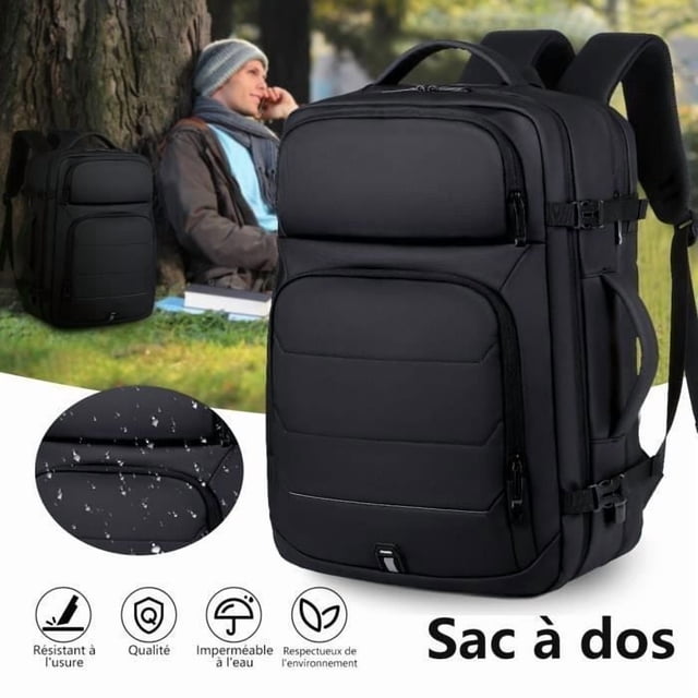 Travel Backpack - 7MAGIC - Expandable 27L-39L - Waterproof - 17 inch Compartment - Multifunctional