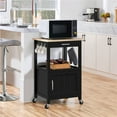 thumbnail image 2 of Yaheetech Rolling Kitchen Island Cart with Wheels for Dining Rooms,Black, 2 of 10