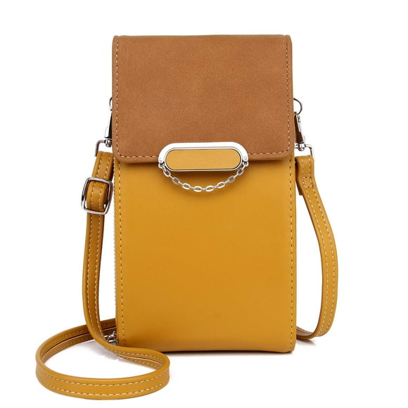 Mobile Phone Shoulder Bag,Women'S Mobile Phone Case, Pu Leather Crossbody Bag,Perfect For Traveling (Yellow)