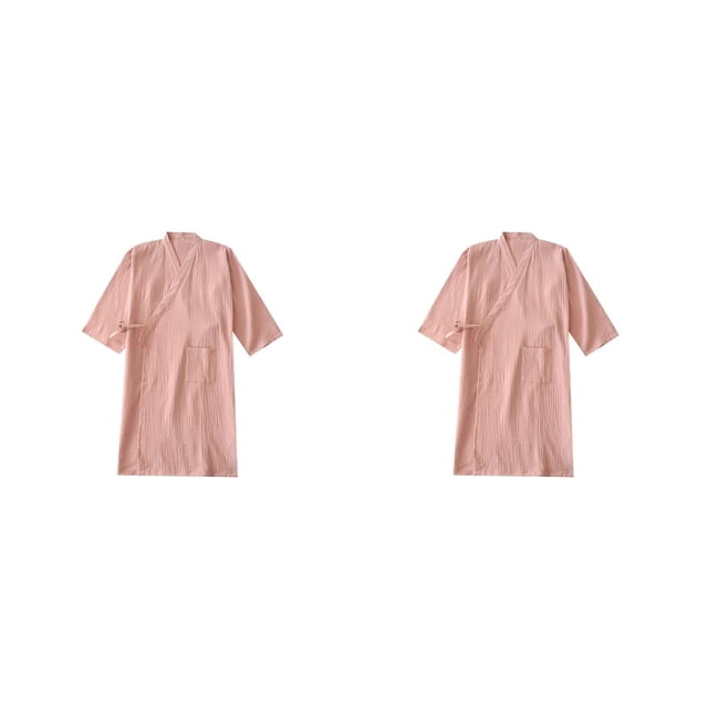 Minnieouse Kimono liso para primavera y verano, camisón fino de crepé para mujer, albornoz y holgado para hombre y mujer, ropa de dormir para Type1 NO1