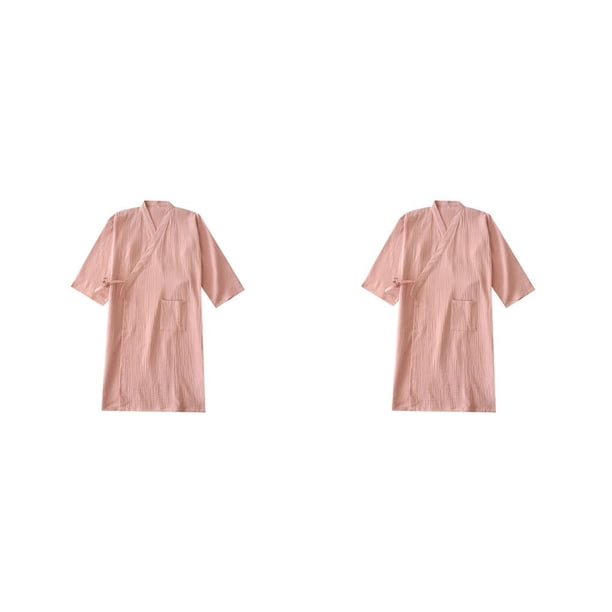 Minnieouse Kimono liso para primavera y verano, camisón fino de crepé para mujer, albornoz y holgado para hombre y mujer, ropa de dormir para Type1 NO1