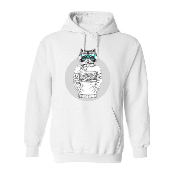 Retro Hipster Fashion Raccoon. Hoodie Women -Image by Shutterstock, Female Small