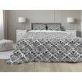 thumbnail image 1 of Floral Comforter & Sham Bedding Set, Scandinavian Inspired Pattern of Birds Flowers Swirls Polka Dots and Hearts, 3 pcs Duvet Set Microfiber Filling Quilt, 5 Sizes, Charcoal Grey White, by Ambesonne, 1 of 4