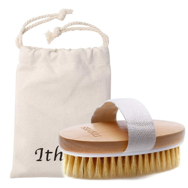Ithyes Cepillo corporal para cepillado en seco, cepillo exfoliante, cepillo de baño de cerdas naturales para eliminar las toxinas de la piel muerta, el tratamiento de la celulitis mejora las funciones