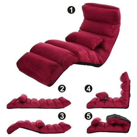 Costway Burgundy Folding Lazy Sofa Chair Stylish Couch Beds Costway Burgundy Folding Lazy Sofa Chair Stylish Couch Beds Lounge W Pillow