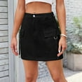 thumbnail image 4 of Deliqiba Women Cargo Mini Skirt Denim Jean Dress with Pocket Black XXL, 4 of 7