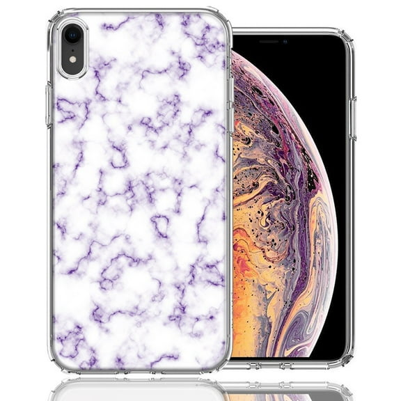 MUNDAZE For Apple iPhone XR Purple Marble Design Double Layer Phone Case Cover