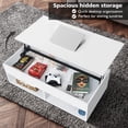 thumbnail image 6 of Modern Lift Top Coffee Table with Hidden Compartment LED Coffee Table High Gloss Sofa Side Cocktail Tables White with Open Shelf for Home Office, 6 of 10