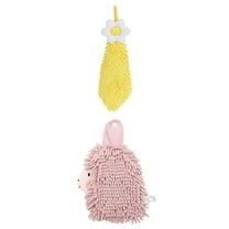 Unique Bargains 2 Pcs Hand Towel 6" x 15"/7" x 11" Yellow Pink