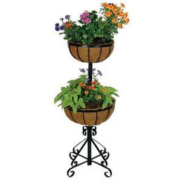 Gardman 2 TIER FORGE PLANTER - BLACK - WITH COCO LINERS