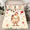 thumbnail image 2 of Homewish Kawaii Christmas Rooster Full Size Sheets for Kids, Cartoon Santa Claus Hat Bed Sheets, Western Xmas Flower Sheet Sets, Ultra Soft Bedroom Decor, 4 Pieces, 2 of 7