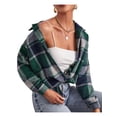 thumbnail image 3 of Seyurigaoka Women Juniors Shacket Casual Jacket Plaid Print Lapel Single-breasted Closure Coat, 3 of 6