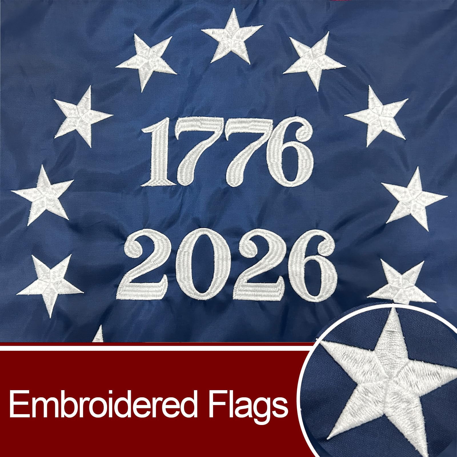 1776 Bennington 250 Anniversary USA Flag 3x5 ft Outdoor Embroidered Betsy Ross Flags 13 Colonies US 2026 American Flag Heavy Duty with 2 Brass Grommets